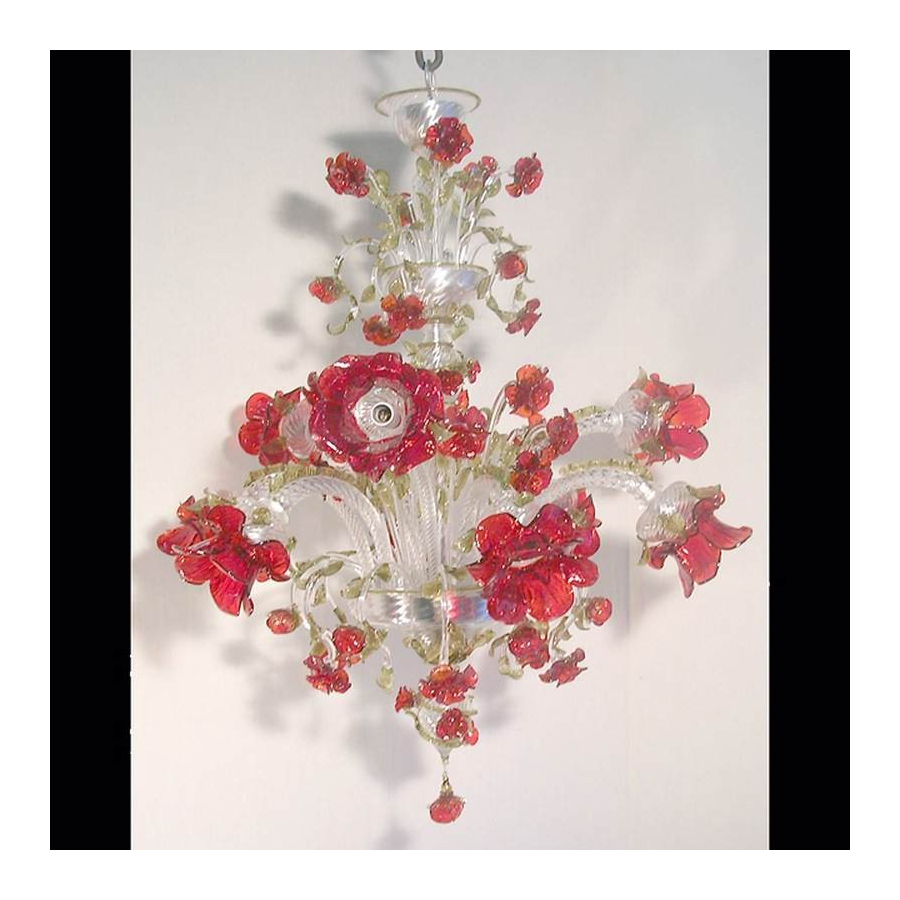 Jardin de roses rouges - Lustre en verre de Murano Jardin de roses rouges - Lustre en verre de Murano