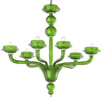 Arsenale - Lámpara 6 luces en cristal de Murano verde transparente