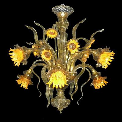 Sunflowers 6 lights - Murano glass chandelier