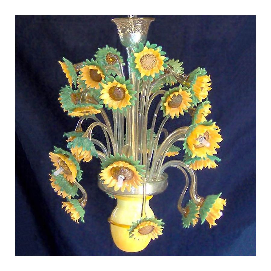 Sonnenblume-Impressionismus - Kronleuchter aus Murano-Glas