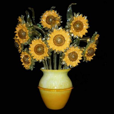 Bright sunflowers - Murano glass chandelier Flowers