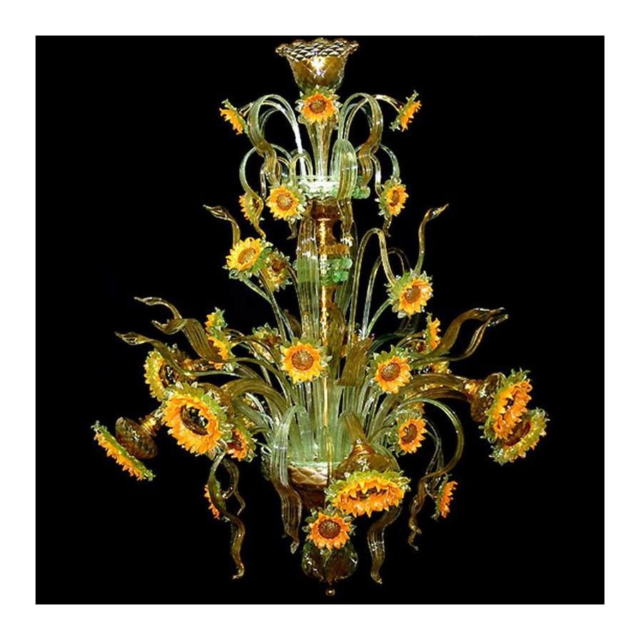 Girasoles Van Gogh 8 luces - Lámpara de cristal de Murano