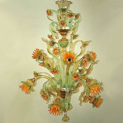 Van Gogh Sonnenblumen 9 Lichter - Kronleuchter aus Murano-Glas