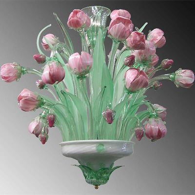 Wasserlilien - Murano Kronleuchter 6 Lichter