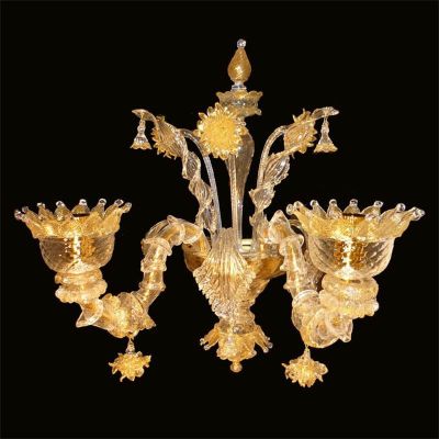 Rezzonico oro - Lampadario in vetro di Murano