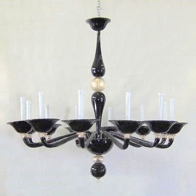 Perlas negras - Lámpara de cristal de Murano de 12 luces