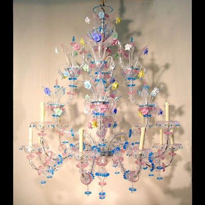 Iris Rosa Canaletto 8 lumières - Lustre en verre de Murano
