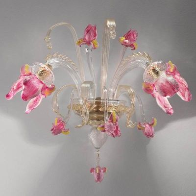 Iris Rosa Canaletto - Lámpara de cristal de Murano