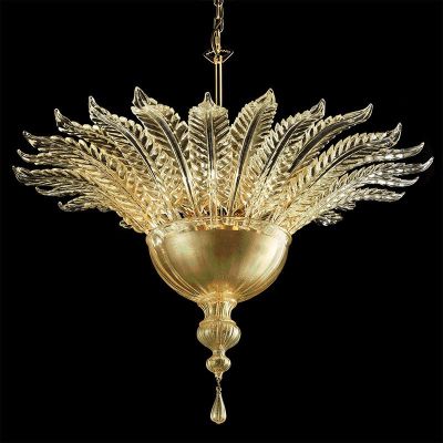 Feuilles d'or - Lustre en verre de Murano  - 5