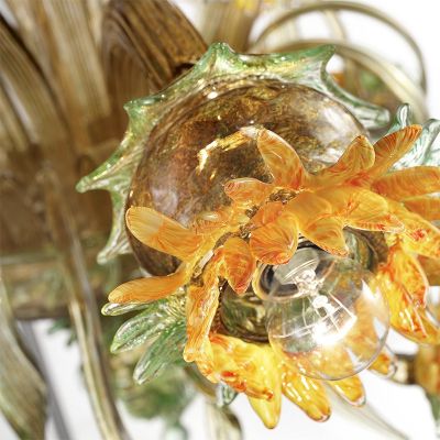 Girasoles ámbar-verde - Lámpara de cristal de Murano  - 2