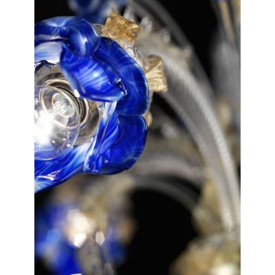 Jardin de roses bleu - Lustre en verre de Murano