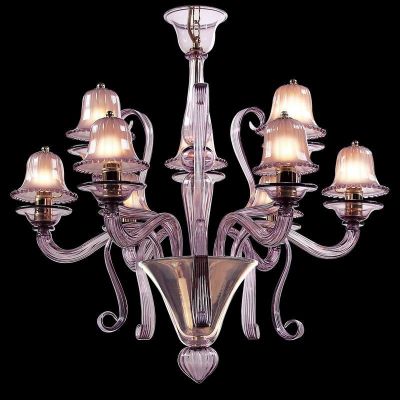 Campanule - Lámpara 9 luces 2 niveles 6+3 en cristal de Murano violeta