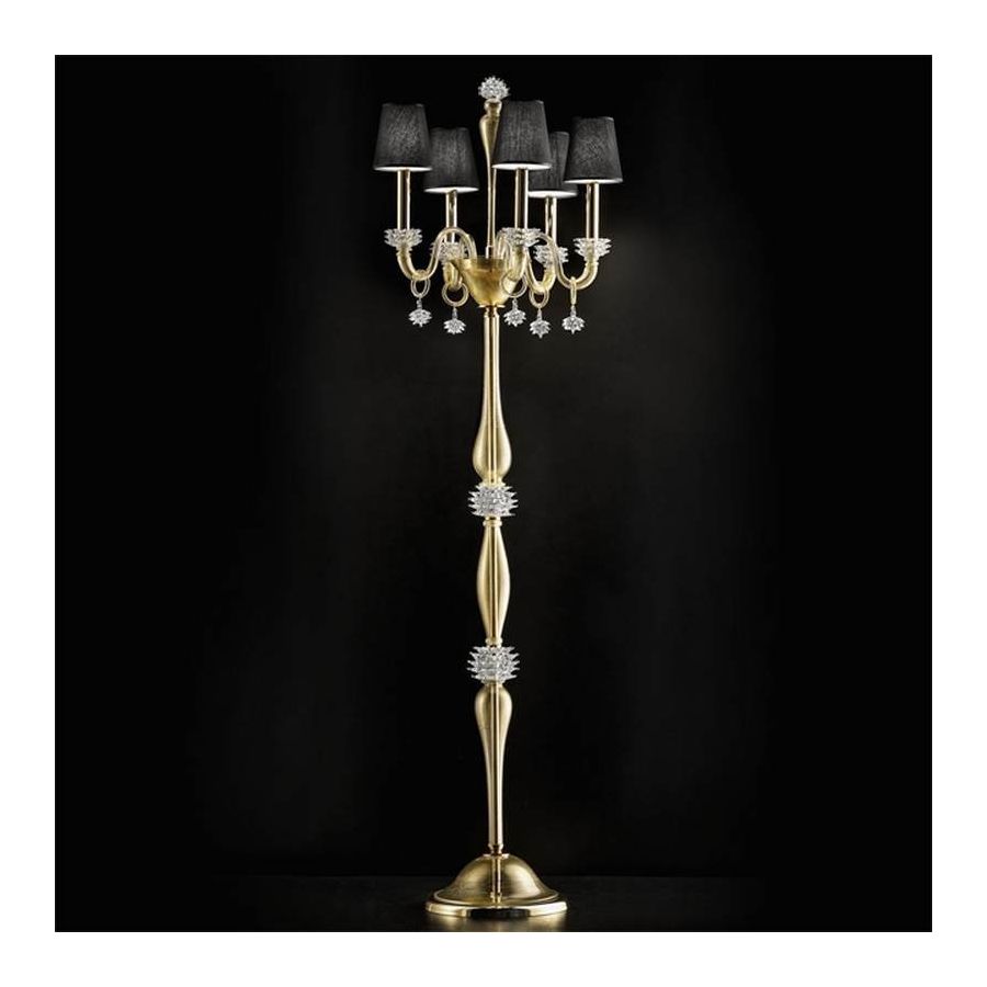 Lampadaire en verre de Murano 5 lumières avec anneaux