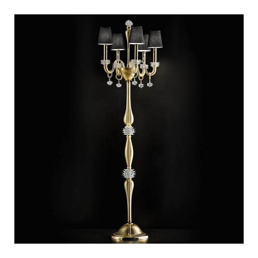 Lámpara de piso en cristal de Murano 5 luces con anillos Lámpara de piso en cristal de Murano 5 luces con anillos