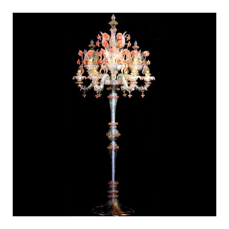 Lámpara de piso en cristal de Murano Viejo Rezzonico