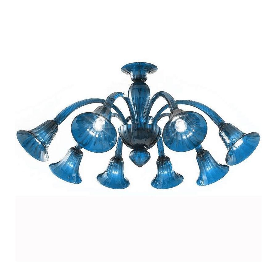 Frari - Araña de cristal de Murano azul claro de 8 luces