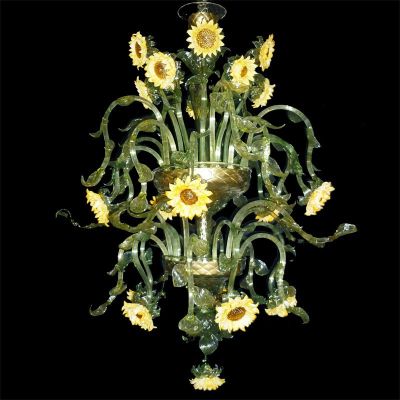 Sonnenblumen 20 Lichter - Kronleuchter aus Murano-Glas
