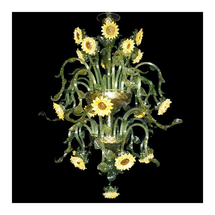Sunflowers 20 lights - Murano glass chandelier