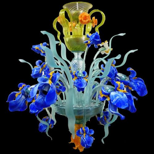Rosas Amarillas 6 luces - Lámpara de cristal de Murano