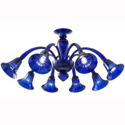 Frari - Lustre bleu 8 lumières en verre de Murano