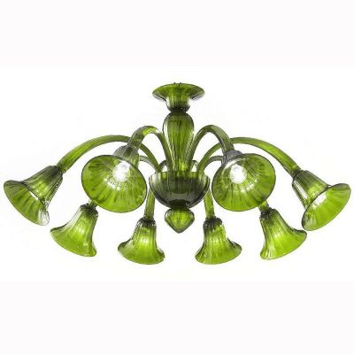 Frari - Araña  de 8 luce en cristal de Murano verde