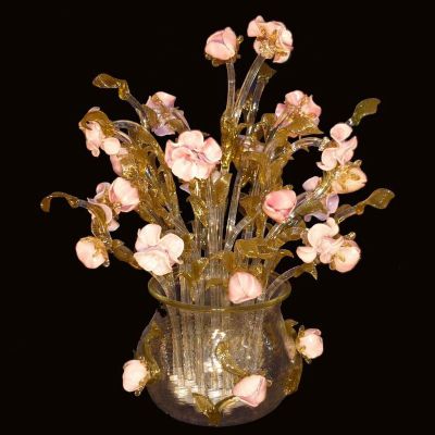 Lampada da tavolo-vaso in vetro di Murano Rose