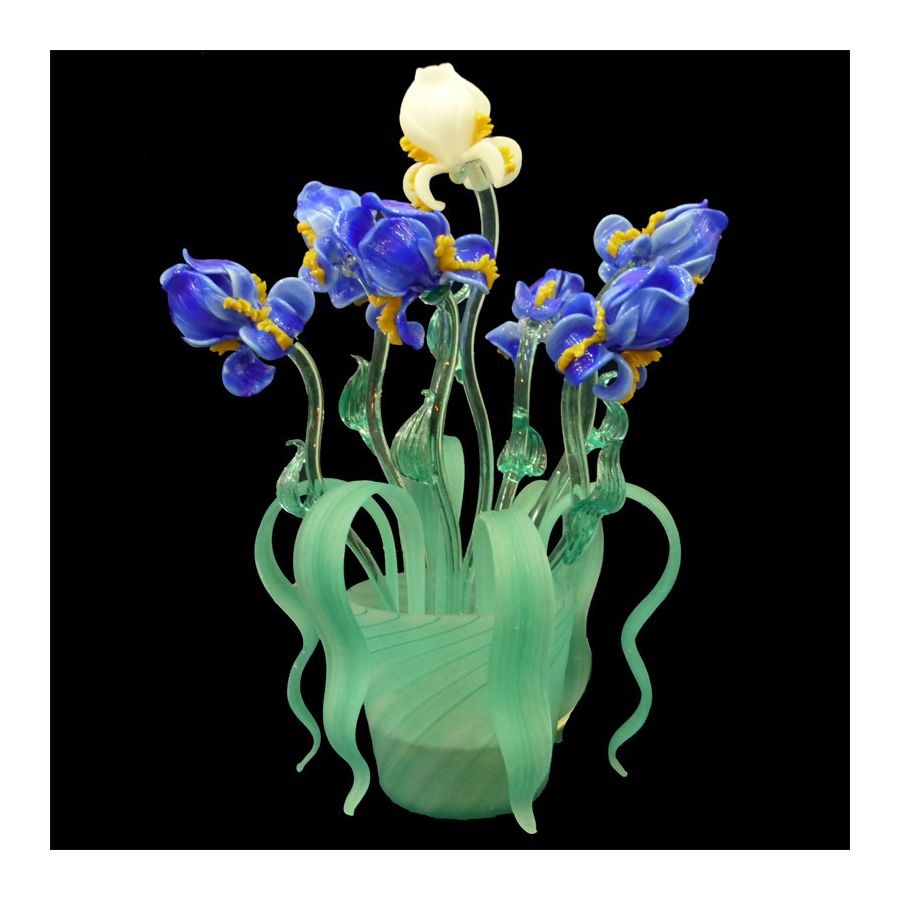 Iris pequeño - Lámpara de mesa florero en cristal de Murano