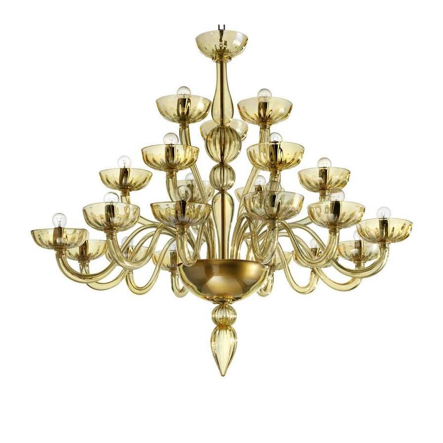 Mantra - Lámpara de cristal de Murano ámbar de 21 luces