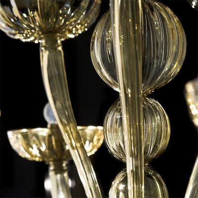Mantra - Kronleuchter mit 21 Lichter aus bernsteinfarbenem Muranoglas
