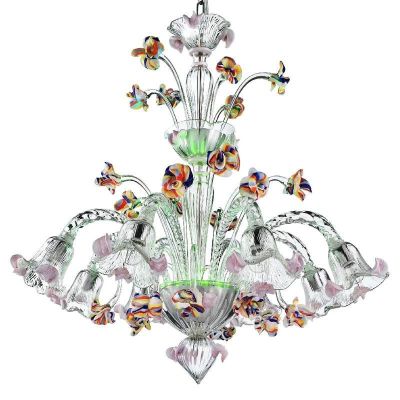 Frari - Murano chandelier 8 lights All Aquamarine