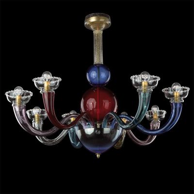 Pablo - Lámpara de 8 luces policromada, en cristal de Murano