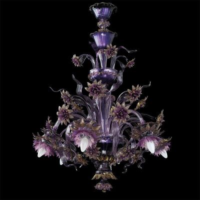 Flores Púrpuras - Lámpara de cristal Murano