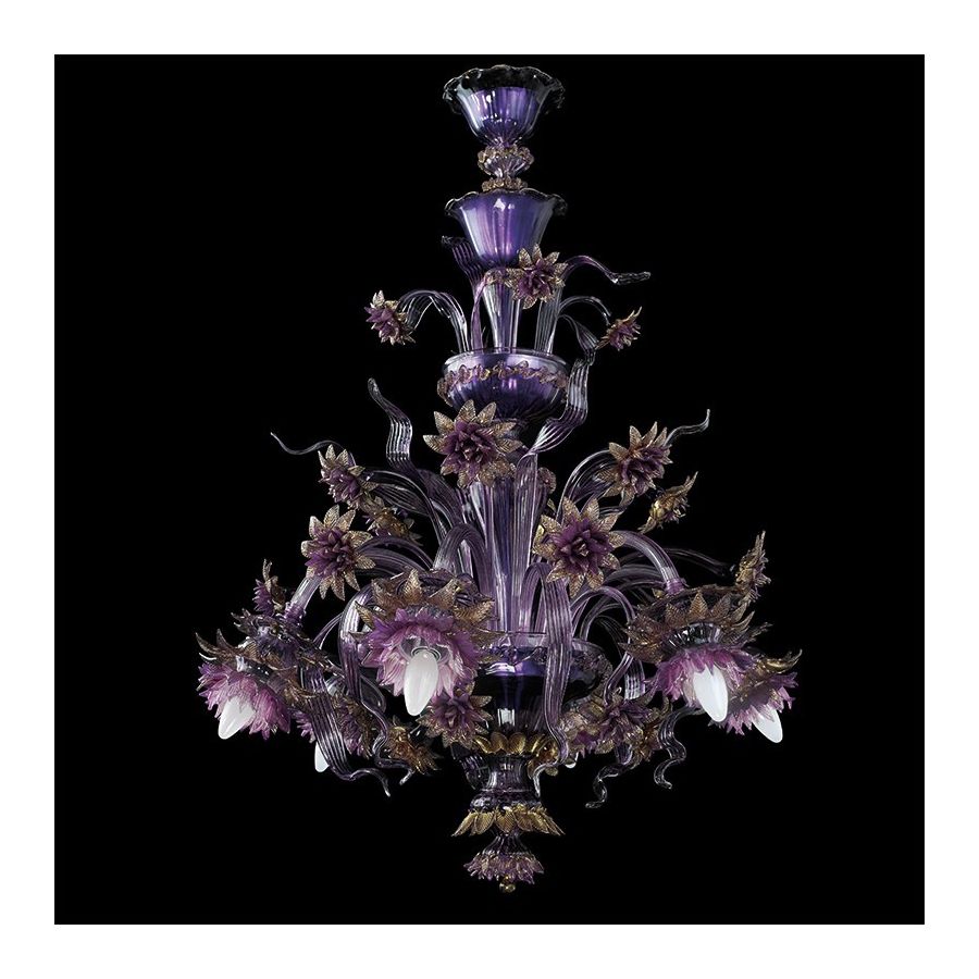 Purple Flowers - Murano glass chandelier