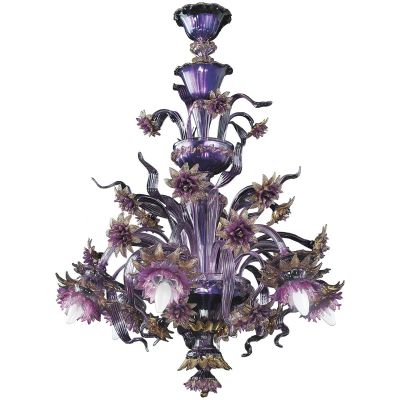 Flores Púrpuras - Lámpara de cristal Murano