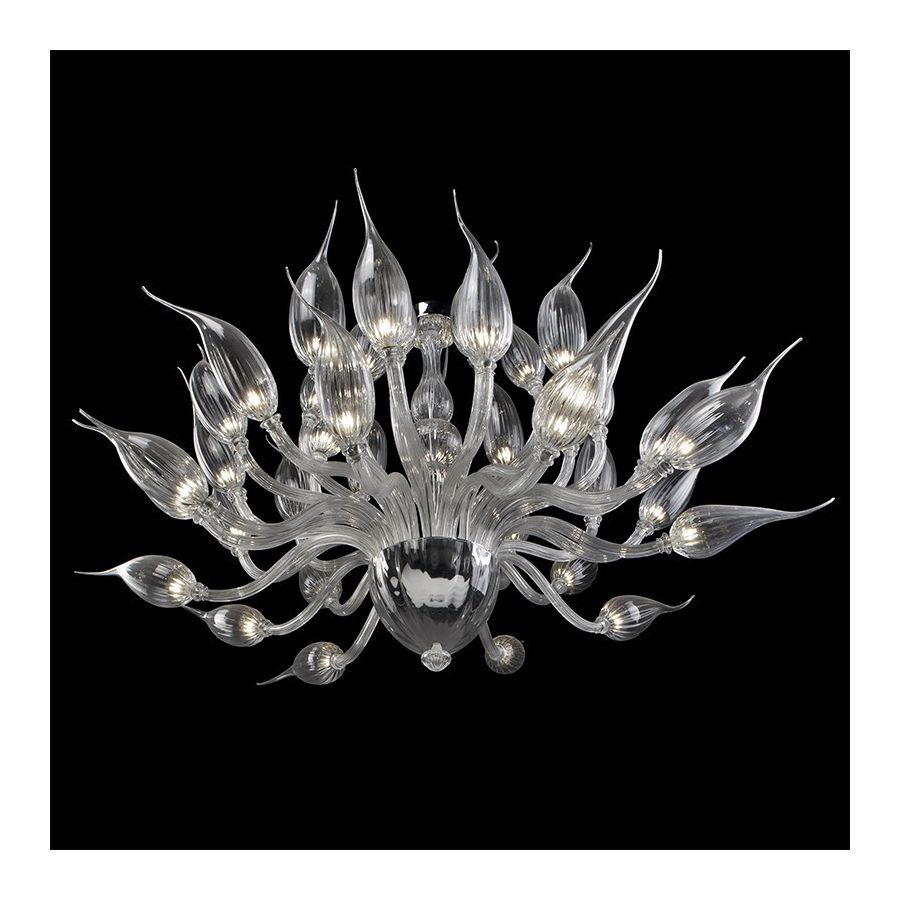 Milleluci - Lámpara transparente de cristal de Murano con 40 luces.