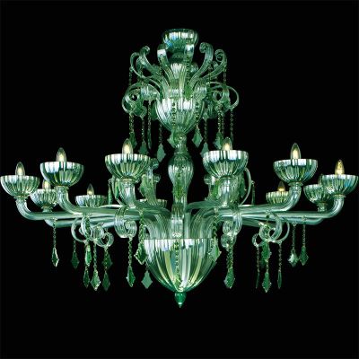 Vignole - Lámpara de cristal verde de 12 luces con colgantes Swarovski