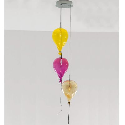 Ballons de Murano - Lustre en verre de Murano, 3 ballons avec lumière
