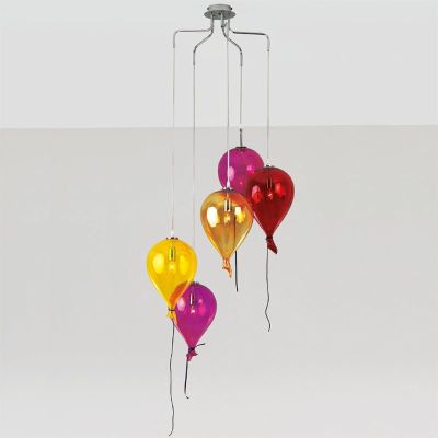 Ballons de Murano - Lustre en verre de Murano, 5 ballons avec lumière