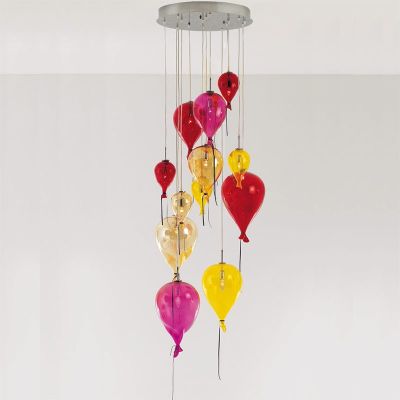 Globos de Murano - Araña de cristal de Murano, 12 globos con luz
