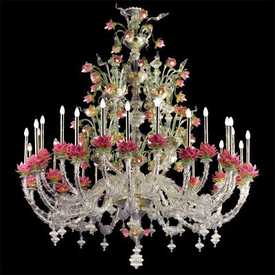 Flores de loto - Lámpara de cristal de Murano