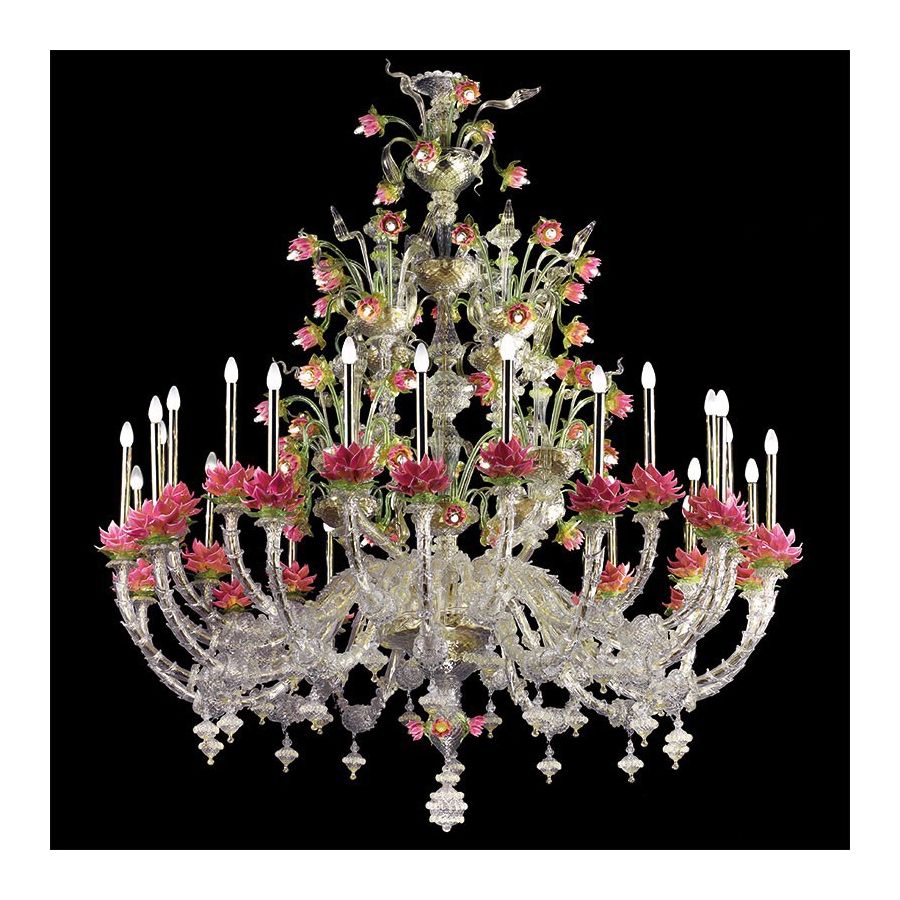 Flores de loto - Lámpara de cristal de Murano