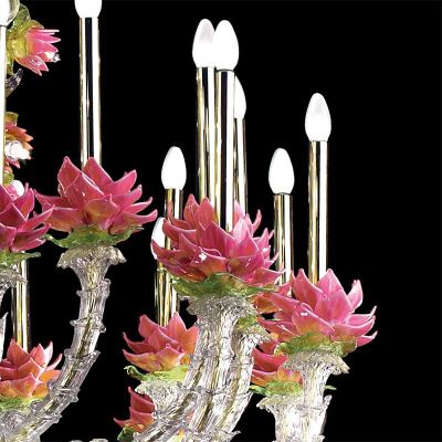 Fiori di loto - Lampadario in vetro di Murano