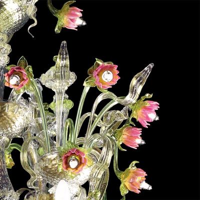 Fiori di loto - Lampadario in vetro di Murano