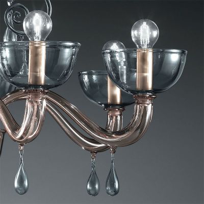 Adonis - Lámpara de cristal de 8 luces - Humo/Gris.