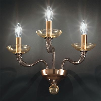 Diomedes - Lámpara de pared 3 luces en cristal de Murano Ahumado/Gris