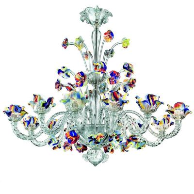 Mocenigo - Lámpara de cristal de Murano policromada con 10 luces