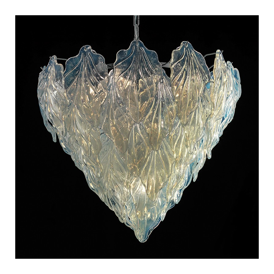 Feuilles opale - Lustre en verre de Murano Feuilles opale - Lustre en verre de Murano