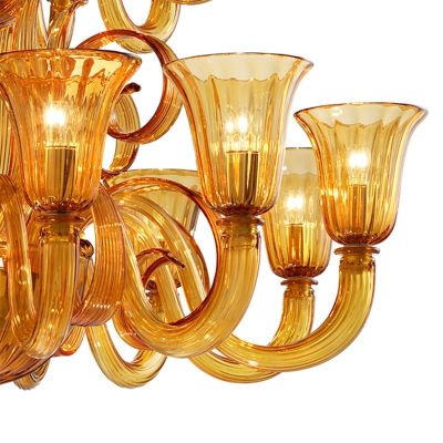 Gioiello - Lustre en verre de Murano 20 lumières 2 niveaux 12+8, ambre