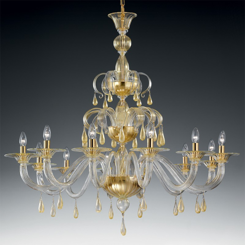 Fleurs Pourpres - Lustre en verre de Murano
