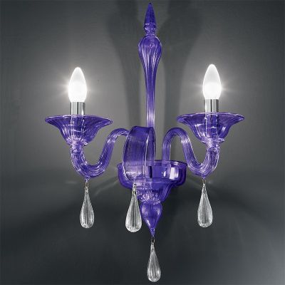 Zarina - Lámpara de pared 2 luces en cristal de Murano, violeta